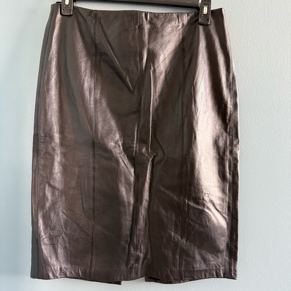 Saks 5th Avenue Knee Length Leather Skirt - Picture 1 of 12